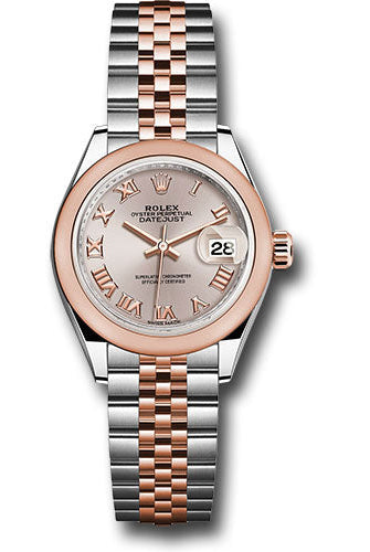 Rolex Steel and Everose Gold Rolesor Lady-Datejust 28 Watch - Domed Bezel - Sundust Roman Dial - Jubilee Bracelet - 279161