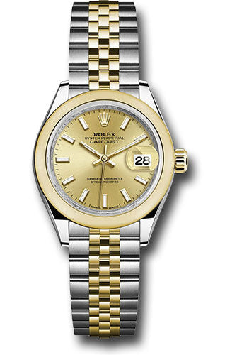 Rolex Steel and Yellow Gold Rolesor Lady-Datejust 28 Watch - Domed Bezel - Champagne Index Dial - Jubilee Bracelet - 279163