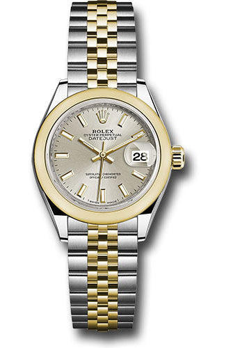 Rolex Steel and Yellow Gold Rolesor Lady-Datejust 28 Watch - Domed Bezel - Silver Index Dial - Jubilee Bracelet - 279163 sij