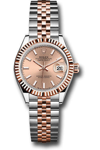 Rolex Everose Rolesor Lady-Datejust Watch - Fluted Bezel - Rose Index Dial - Jubilee Bracelet - 279171 rsij