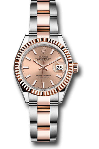 Rolex Everose Rolesor Lady-Datejust Watch - Fluted Bezel - Rose Index Dial - Oyster Bracelet - 279171 rsio