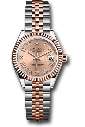 Rolex Everose Rolesor Lady-Datejust Watch - Fluted Bezel - Rose Roman Dial - Jubilee Bracelet - 279171 rsrj