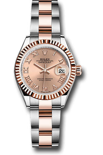 Rolex Everose Rolesor Lady-Datejust Watch - Fluted Bezel - Rose Roman Dial - Oyster Bracelet - 279171 rsro
