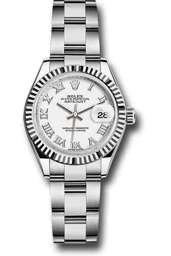 Rolex Steel and White Gold Rolesor Lady-Datejust 28 Watch - Fluted Bezel - White Roman Dial - Oyster Bracelet - 279174 wro
