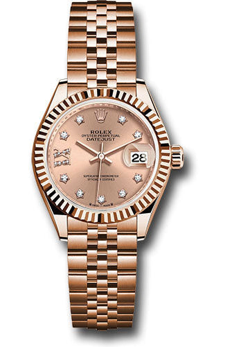 Rolex Everose Gold Lady-Datejust Watch - Fluted Bezel - Rose Star Diamond Roman 9 Dial - Jubilee Bracelet - 279175 rs9dix8dj