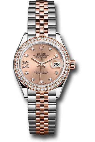 Rolex Everose Rolesor Lady-Datejust Watch - Diamond Bezel - Rose Star Diamond Roman 9 Dial - Jubilee Bracelet - 279381rbr