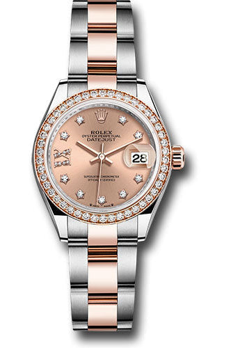 Rolex Everose Rolesor Lady-Datejust Watch - Diamond Bezel - Rose Star Diamond Roman 9 Dial - Oyster Bracelet - 279381rbr