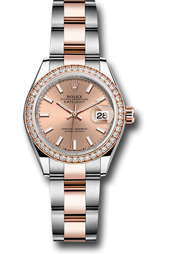 Rolex Everose Rolesor Lady-Datejust Watch - Diamond Bezel - Rose Index Dial - Oyster Bracelet - 279381rbr rsio