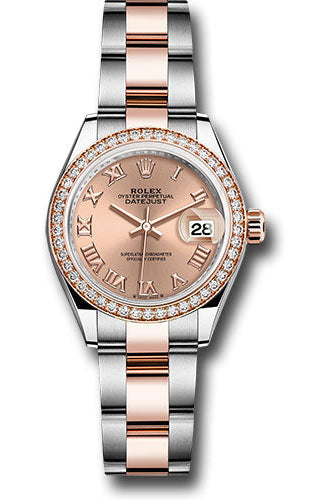 Rolex Everose Rolesor Lady-Datejust Watch - Diamond Bezel - Rose Roman Dial - Oyster Bracelet - 279381rbr rsro