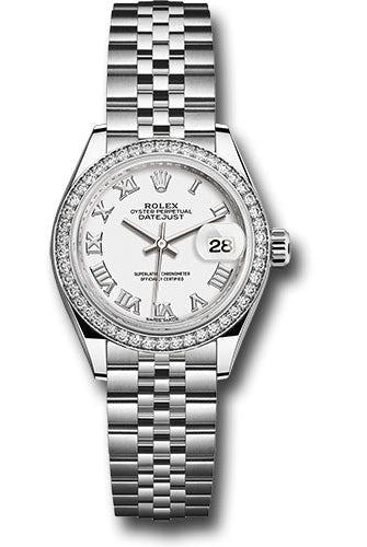 Rolex Steel and White Gold Rolesor Lady-Datejust 28 Watch - 44 Diamond Bezel - White Roman Dial - Jubilee Bracelet -