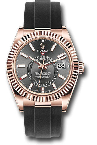 Rolex Everose Gold Sky-Dweller Watch - Slate Index Dial - Oysterflex Bracelet - 326235 sgi