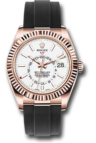 Rolex Everose Gold Sky-Dweller Watch - White Index Dial - Oysterflex Bracelet - 326235 wi