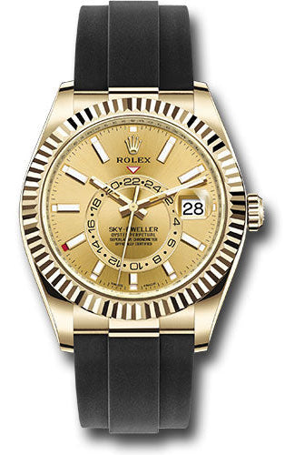 Rolex Yellow Gold Sky-Dweller Watch - Champagne Index Dial - Oysterflex Bracelet - 326238 chi