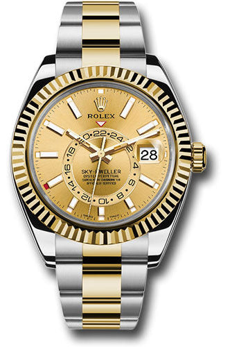 Rolex Yellow Rolesor Sky-Dweller Watch - Champagne Index Dial - Oyster Bracelet - 326933 chio