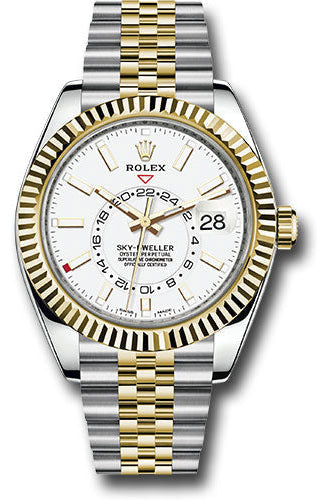 Rolex Yellow Rolesor Oyster Perpetual Sky-Dweller - White Index Dial - Jubilee Bracelet - 326933 wij