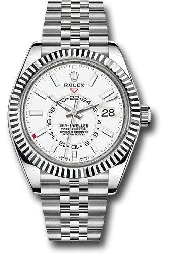 Rolex Oyster Perpetual White Rolesor Sky-Dweller Watch - White Index Dial - Jubilee Bracelet - 326934 wij