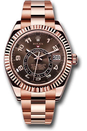 Rolex Everose Gold Sky-Dweller Watch - Chocolate Sunray Arabic Dial - Oyster Bracelet - 326935 cho