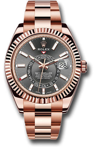 Rolex Everose Gold Sky-Dweller Watch - Dark Rhodium Index Dial - Oyster Bracelet - 326935 dkr