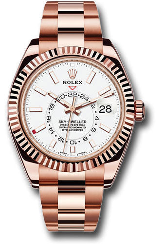 Rolex Everose Gold Sky-Dweller Watch - White Index Dial - Oyster Bracelet - 326935 w