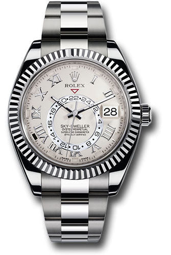 Rolex White Gold Sky-Dweller Watch - Ivory Satin Finish Roman Dial - Oyster Bracelet - 326939 iv