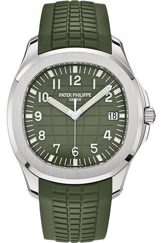 Patek Philippe Aquanaut, 42.2 mm, White Gold, Khaki Green Embossed Dial