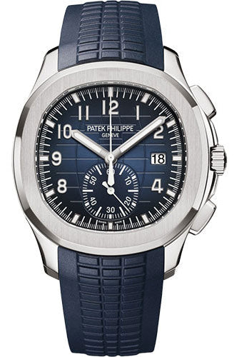 Patek Philippe Aquanaut Selfwinding Chronograph, 42.2 mm White Gold Case, Blue Dial, Midnight Blue Composite Strap