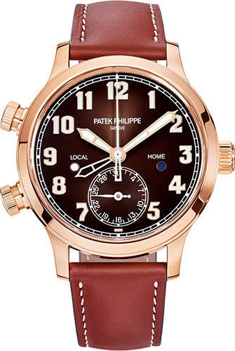 Patek Philippe Complications Calatrava Pilot Travel Time, 37.5mm, Rose Gold, Brown Sunburst Dial