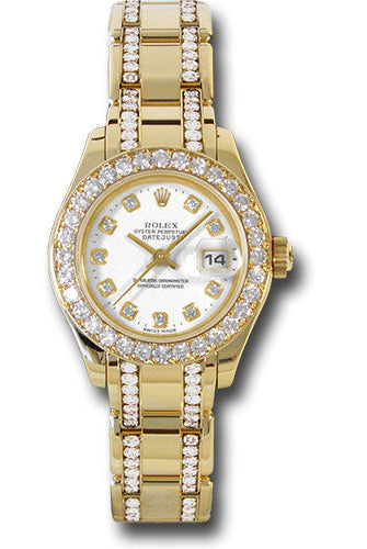 Rolex Yellow Gold Lady-Datejust Pearlmaster 29 Watch - 32 Diamond Bezel - White Diamond Dial - 80298.74948 wd