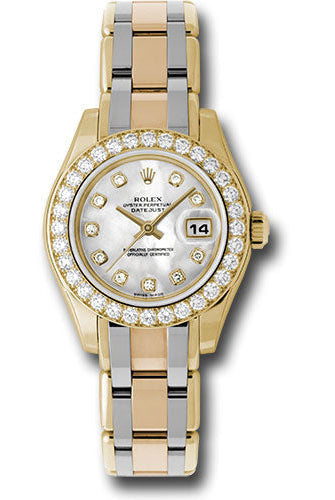 Rolex Yellow Gold Lady-Datejust Pearlmaster 29 Watch - 32 Diamond Bezel - Mother-Of-Pearl Diamond Dial - 80298bic md
