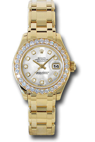 Rolex Yellow Gold Lady-Datejust Pearlmaster 29 Watch - 32 Diamond Bezel - Mother-Of-Pearl Diamond Dial - 80298 md