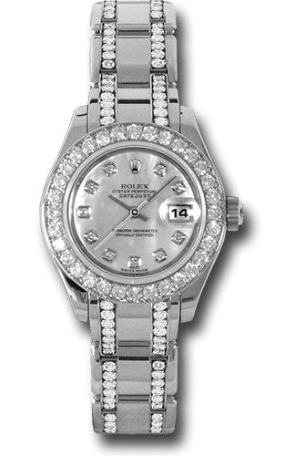 Rolex White Gold Lady-Datejust Pearlmaster 29 Watch - 32 Diamond Bezel - Mother-Of-Pearl Diamond Dial - 80299.74949 md