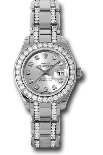 Rolex White Gold Lady-Datejust Pearlmaster 29 Watch - 32 Diamond Bezel - Silver Diamond Dial - 80299.74949 sd