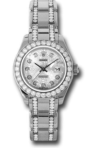 Rolex White Gold Lady-Datejust Pearlmaster 29 Watch - 32 Diamond Bezel - Silver Jubilee Diamond Dial - 80299.74949 sjd