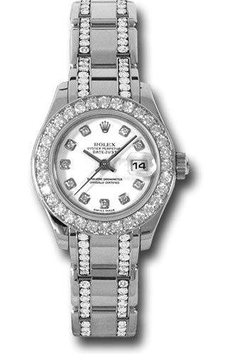 Rolex White Gold Lady-Datejust Pearlmaster 29 Watch - 32 Diamond Bezel - White Diamond Dial - 80299.74949 wd