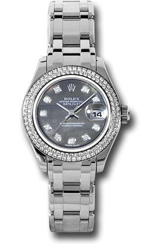Rolex White Gold Lady-Datejust Pearlmaster 29 Watch - 116 Diamond Bezel - Dark Mother-Of-Pearl Diamond Dial - 80339 dkmd