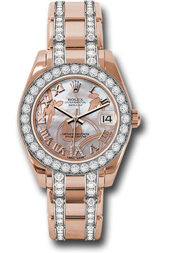 Rolex Everose Gold Datejust Pearlmaster 34 Watch - 32 Diamond Bezel - Goldust Dream Roman Dial - 81285 gdddrdp