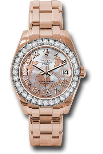 Rolex Everose Gold Datejust Pearlmaster 34 Watch - 32 Diamond Bezel - Goldust Dream Roman Dial - 81285 gdddrp