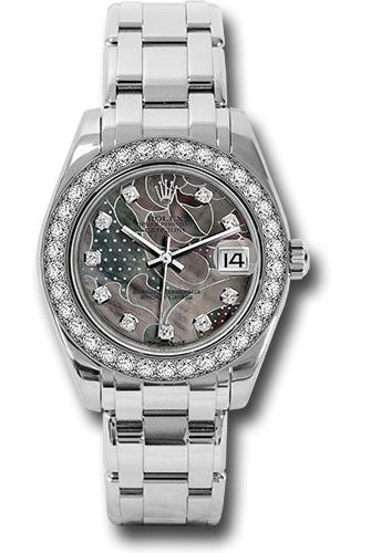 Rolex White Gold Datejust Pearlmaster 34 Watch - 34 Diamond Bezel - Goldust Dream Diamond Dial - 81299 gdd