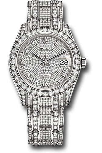 Rolex White Gold Oyster Perpetual Pearlmaster 39 Watch - Diamond Lugs - Diamond Bezel - Diamond Paved Roman Dial - Diamond