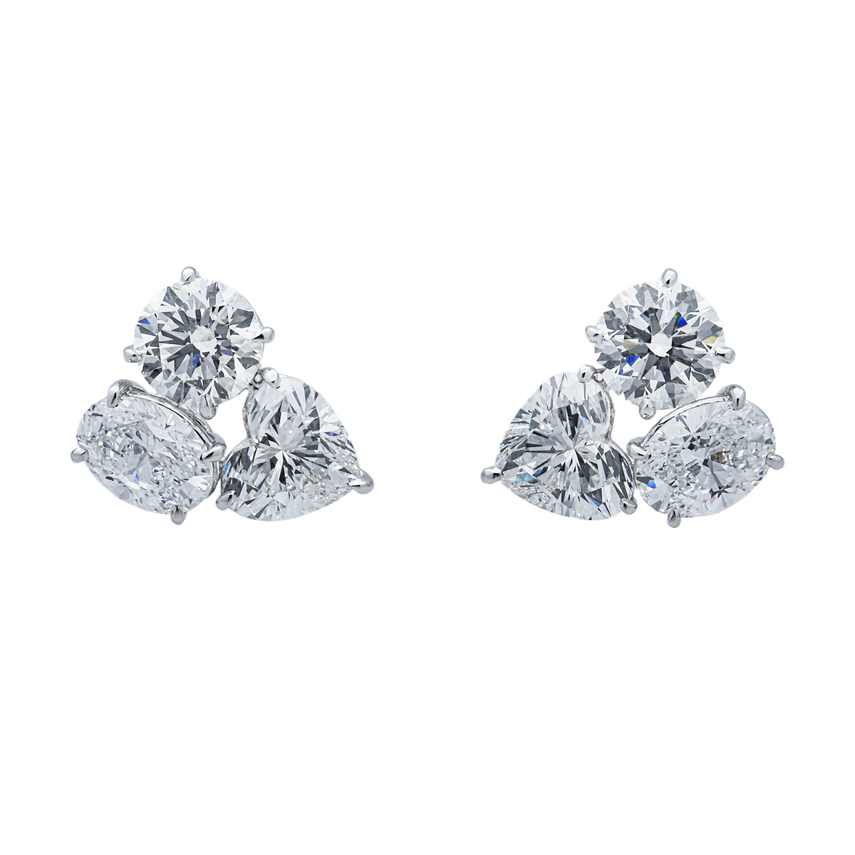 Lab Grown Multi Shape Diamond Stud Earrings 7.48ctw in 10K white gold