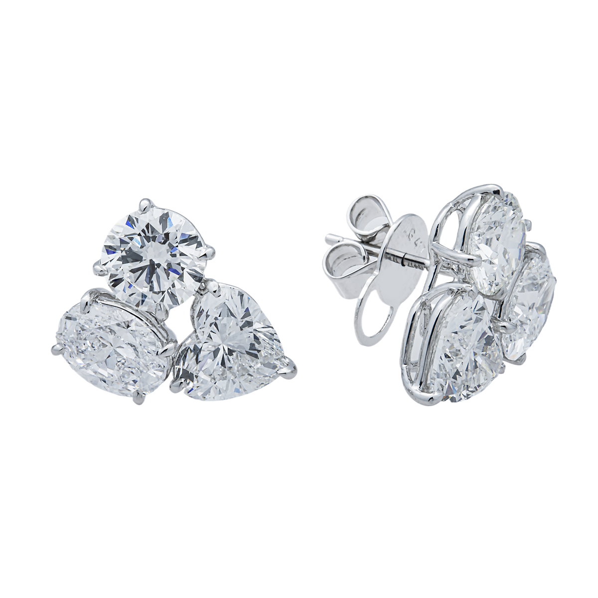 Lab Grown Multi Shape Diamond Stud Earrings 7.48ctw in 10K white gold, additional view