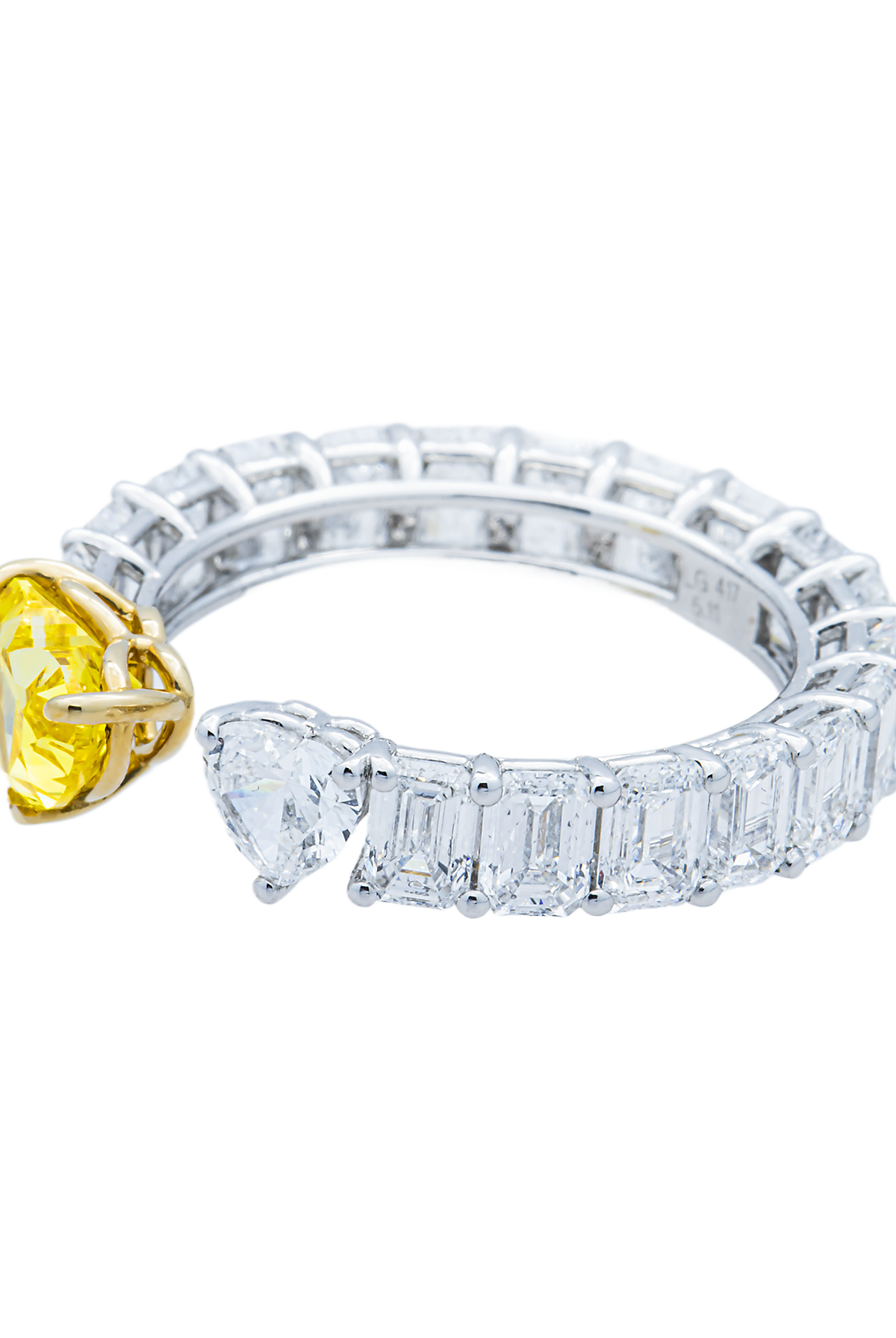 Lab Grown Fancy Yellow & White Heart Diamond Wrap Ring 5.11ctw in 10K White Gold, additional view