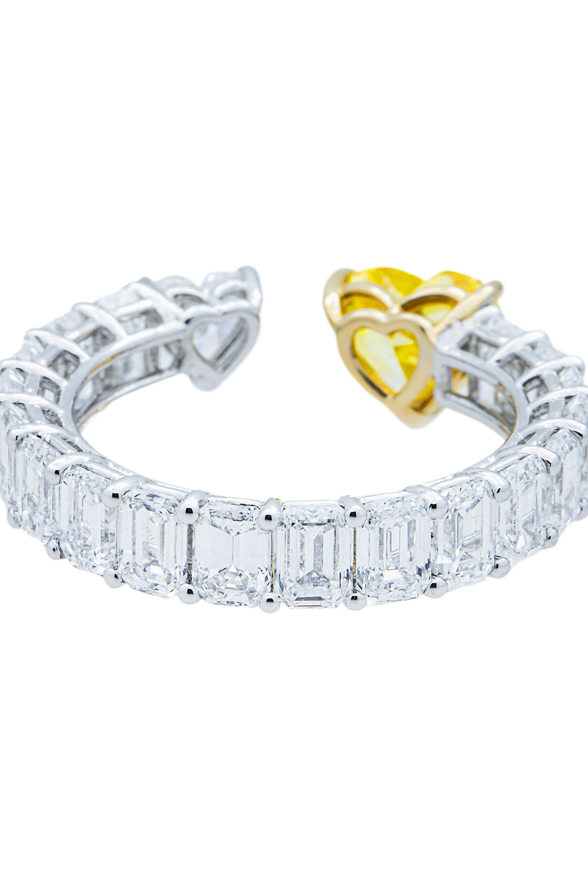 Lab Grown Fancy Yellow & White Heart Diamond Wrap Ring 5.11ctw in 10K White Gold, additional view