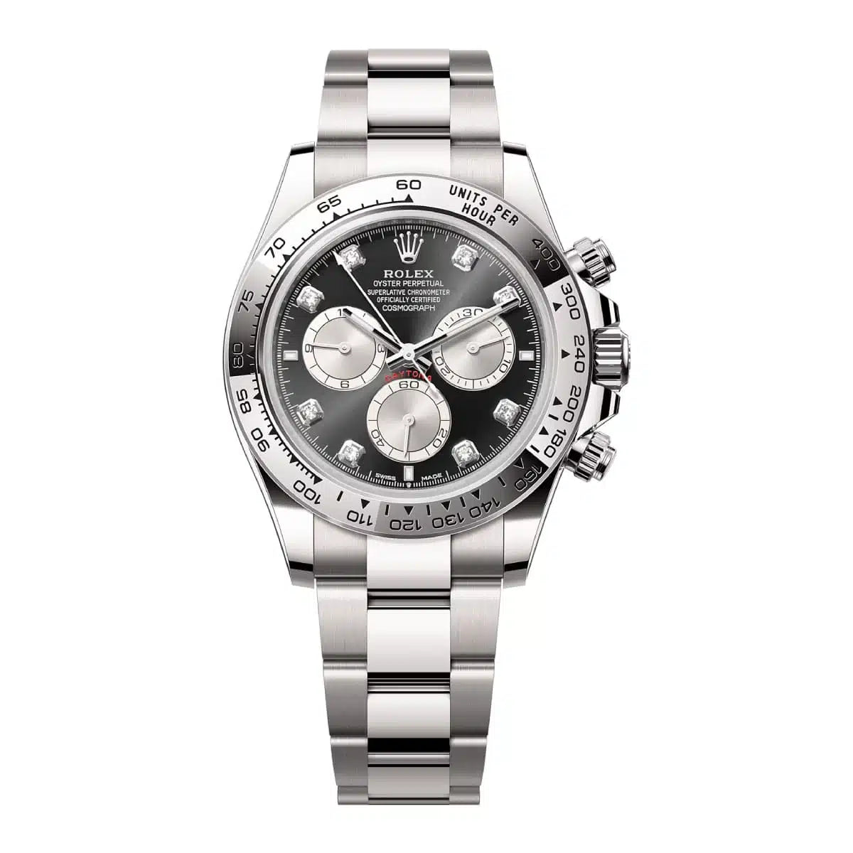 Rolex White Gold Daytona 40, White Gold Bezel, Black Diamond Dial, Oyster Bracelet, Ref. 126509