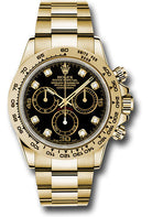 Rolex Yellow Gold Cosmograph Daytona 40 Watch - Black Diamond Dial - 116508 bkd