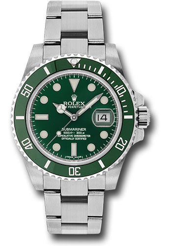 Rolex Steel Submariner Date Watch - The Hulk - Green Dial - 116610LV