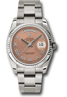 Rolex White Gold Day-Date 36 Watch - Fluted Bezel - Copper Roman Dial - Oyster Bracelet - 118239 cro