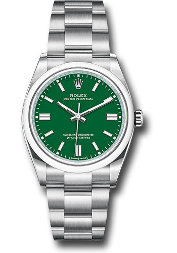 Rolex Oyster Perpetual 36 Watch - Domed Bezel - Green Index Dial - Oyster Bracelet - 126000 greio