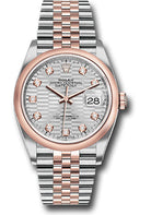 Rolex Everose Rolesor Datejust 36 Watch - Domed Bezel - Silver Fluted Motif Diamond Dial - Jubilee Bracelet - 126201 sflmdj