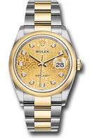 Rolex Yellow Rolesor Datejust 36 Watch - Domed Bezel - Champagne Jubilee Diamond Dial - Oyster Bracelet - 126203 chjdo